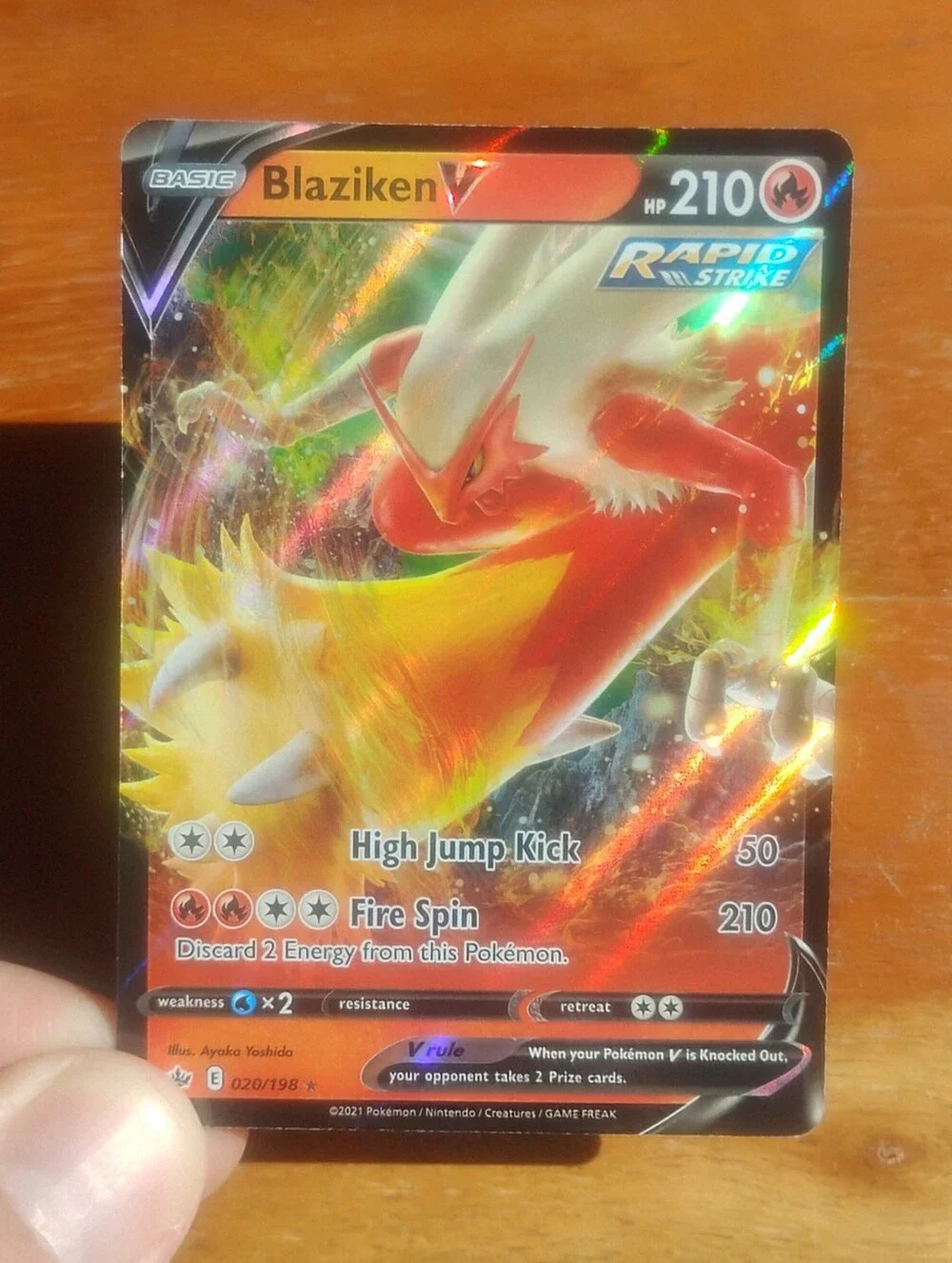 Mint Holo Ultra Rare Full Art Blaziken V 020/198 Chilling Reign Pokemon Card